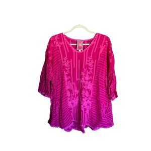 Johnny Was oversized Lizbeth blouse in fuchsia XS